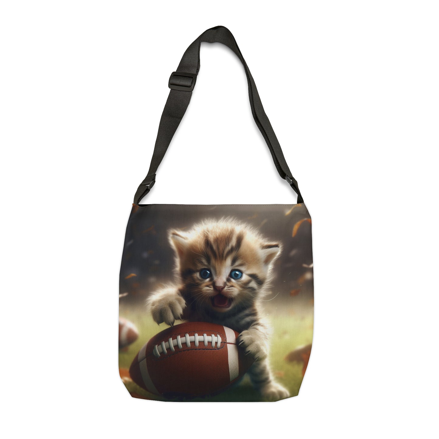 Football Kitten Touchdown: Tabby's Winning Play Sport Game - Adjustable Tote Bag (AOP)