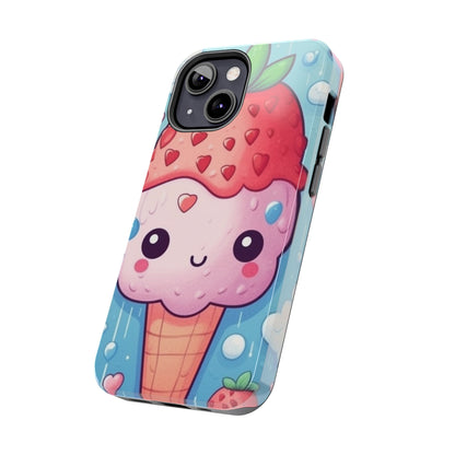 Kawaii Strawberry Sundae Cone - Traditional Japanese Anime Dessert Delight - Sweet Berry Otaku Gift - Tough Phone Cases