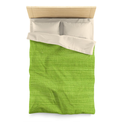 Lush Grass Neon Green: Denim-Inspired, Springtime Fabric Style - Microfiber Duvet Cover