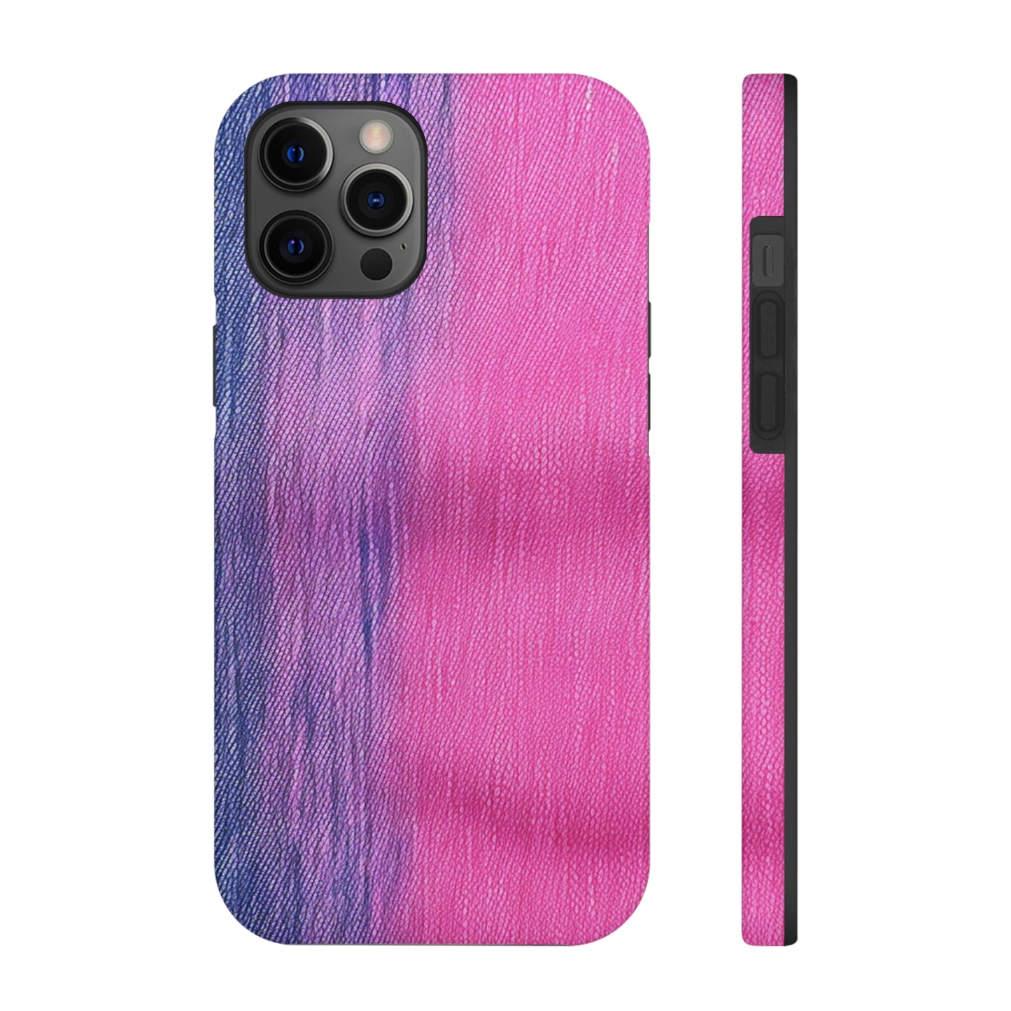 Dual Delight: Half-and-Half Pink & Blue Denim Daydream - Tough Phone Cases