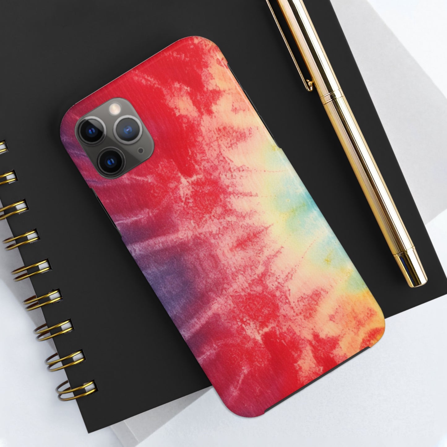 Rainbow Tie-Dye Denim: Vibrant Multi-Color, Fabric Design Spectacle - Tough Phone Cases