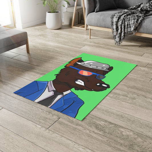 Brown Wolf Fur Blue Suit Business Tie Werewolf Dobby Rug