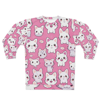 Adorable Cartoon-Style Anime Kitten, Cat, Kitty Pattern - Cute and Colorful - Unisex Sweatshirt (AOP)