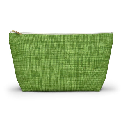 Olive Green Denim-Style: Seamless, Textured Fabric - Accessory Pouch w T-bottom