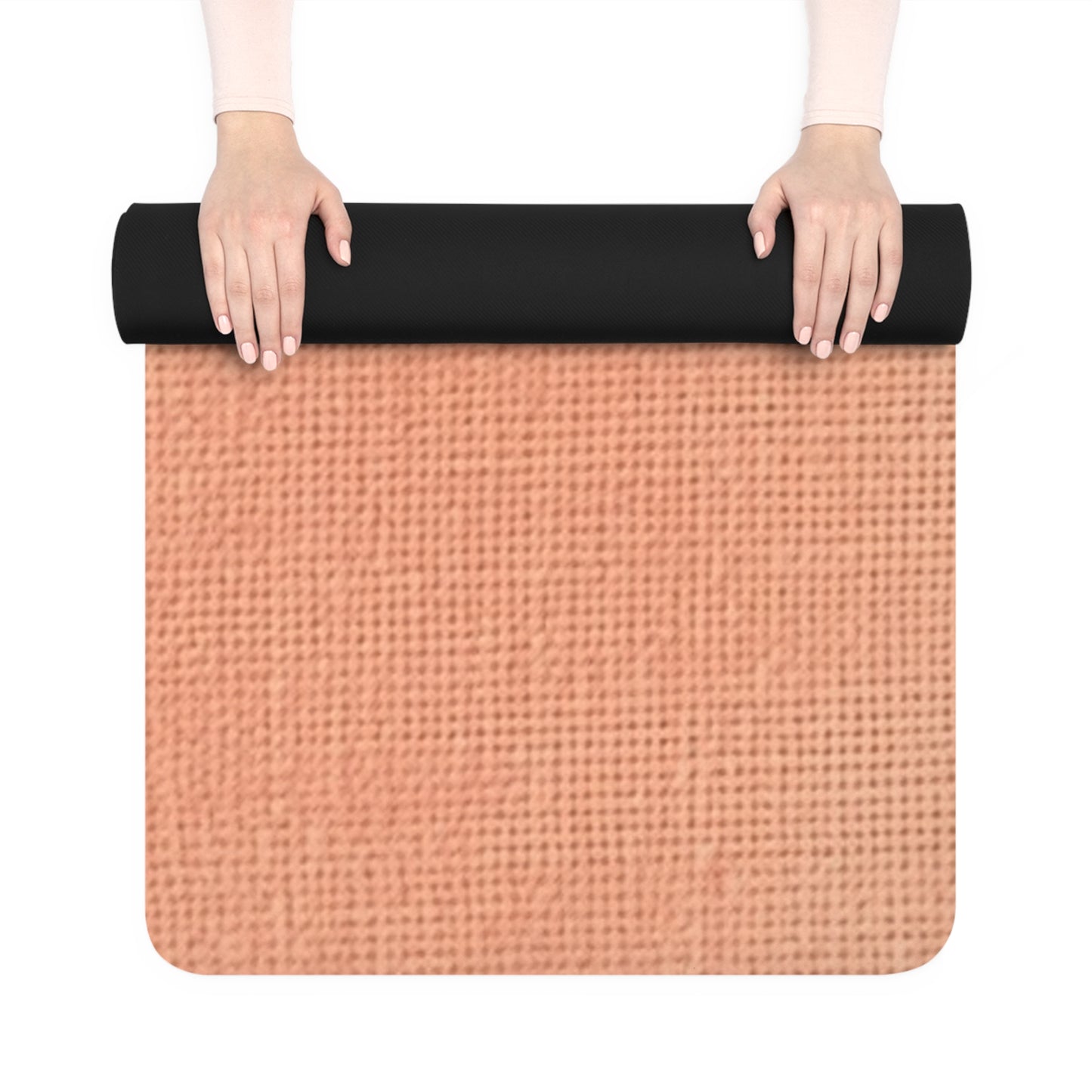 Soft Pink-Orange Peach: Denim-Inspired, Lush Fabric - Rubber Yoga Mat