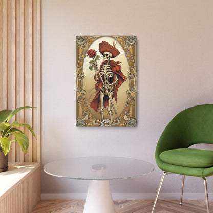 Death Card Tarot - Skeleton, Rose, and Transformation Journey - Metal Art Sign