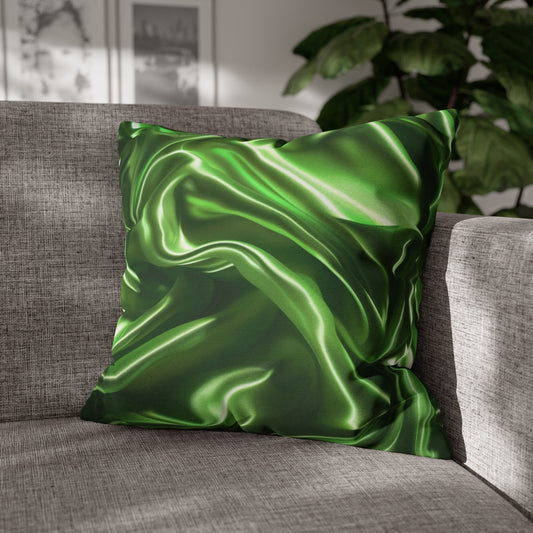Green Silk, Spun Polyester Square Pillowcase