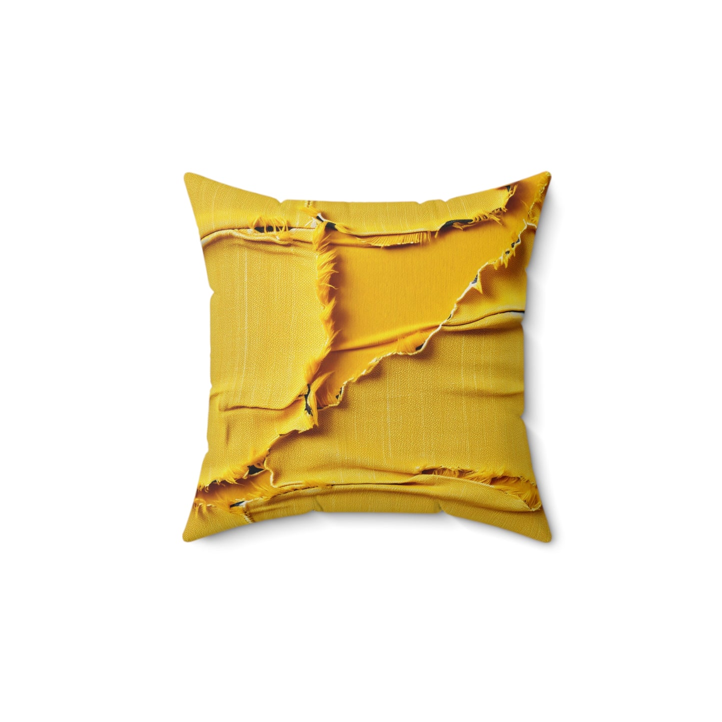 Banana Yellow Lemon: Bold Distressed, Denim-Inspired Fabric - Spun Polyester Square Pillow