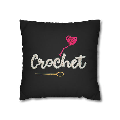 Crochet Love Gift - Heartfelt Fabric Fashion Collector Style - Spun Polyester Square Pillow Case