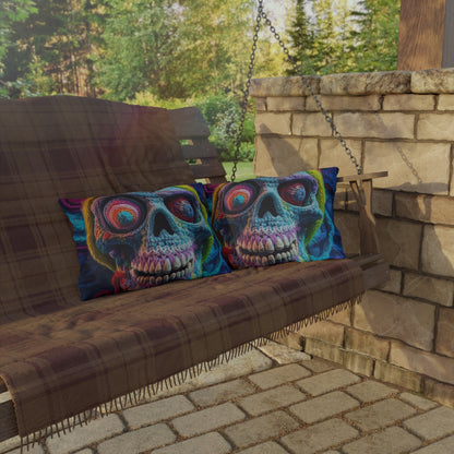 Crochet Skull Halloween Scary Horror Design - Outdoor Pillows