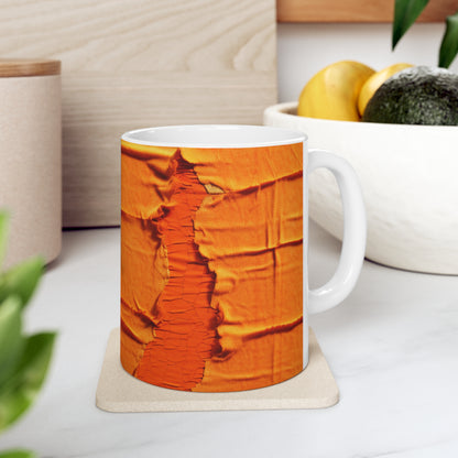 Naranja cítrica ardiente: tela desgastada y vanguardista inspirada en la mezclilla - Taza de cerámica de 11 oz