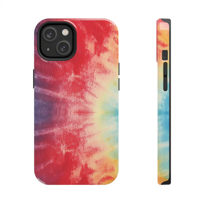 Rainbow Tie-Dye Denim: Vibrant Multi-Color, Fabric Design Spectacle - Tough Phone Cases