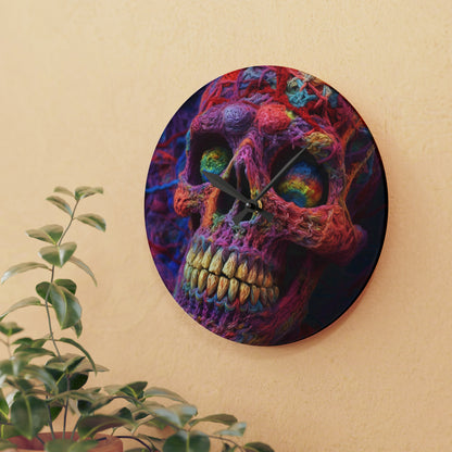 Crochet Skeleton Skull Halloween Horror Scary Style - Acrylic Wall Clock