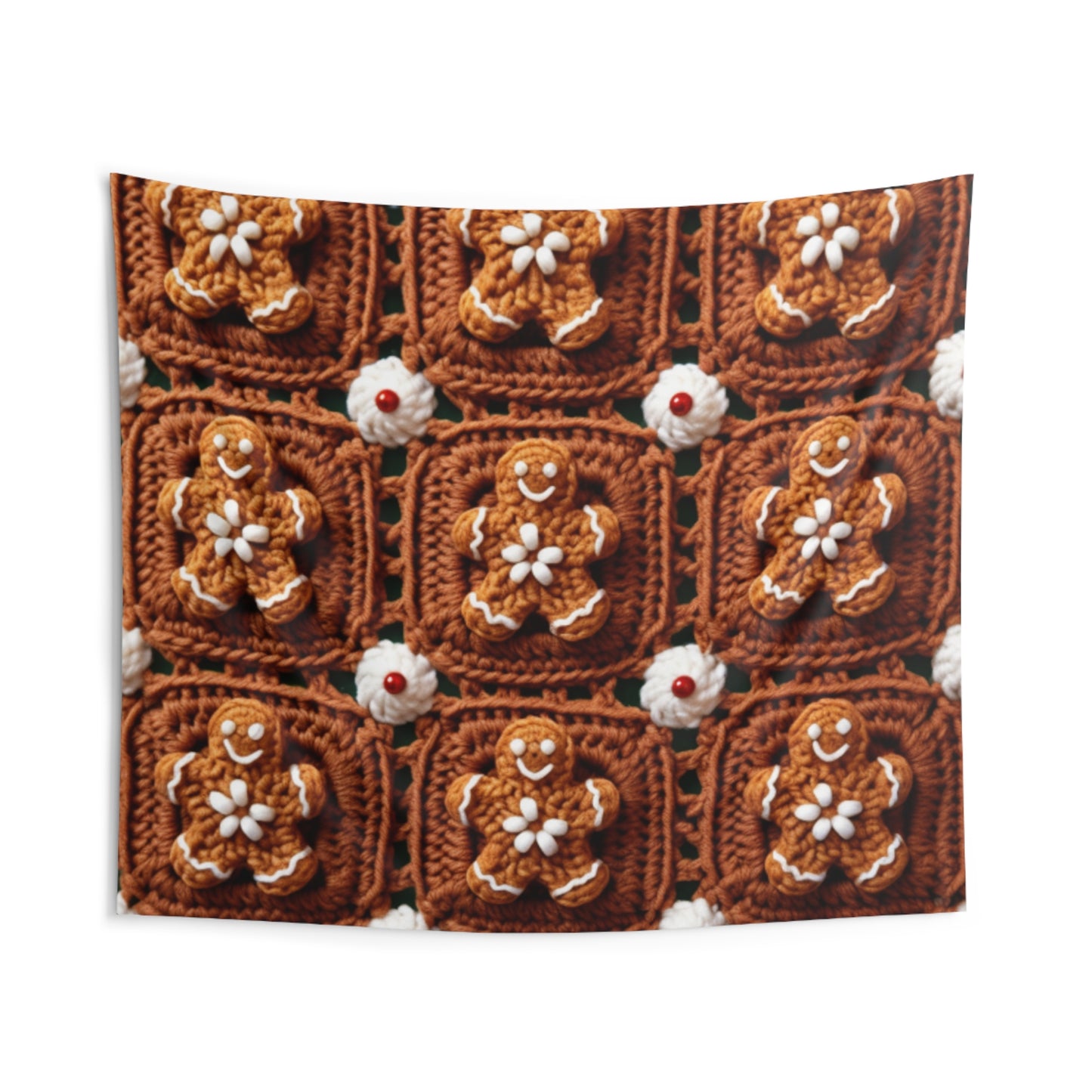 Gingerbread Man Crochet, Classic Christmas Cookie Design, Festive Yuletide Craft. Holiday Decor - Indoor Wall Tapestries