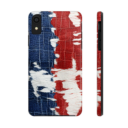 Patriotic Red, White & Blue: Distressed Denim-Style, Torn Fabric - Tough Phone Cases