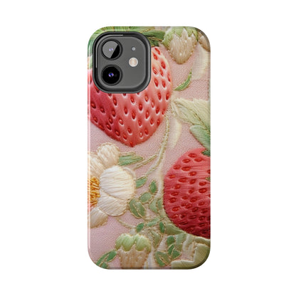 Red Berry Strawberries - Embroid Fruit - Healthy Crop Feast Food Design - Tough Phone Cases