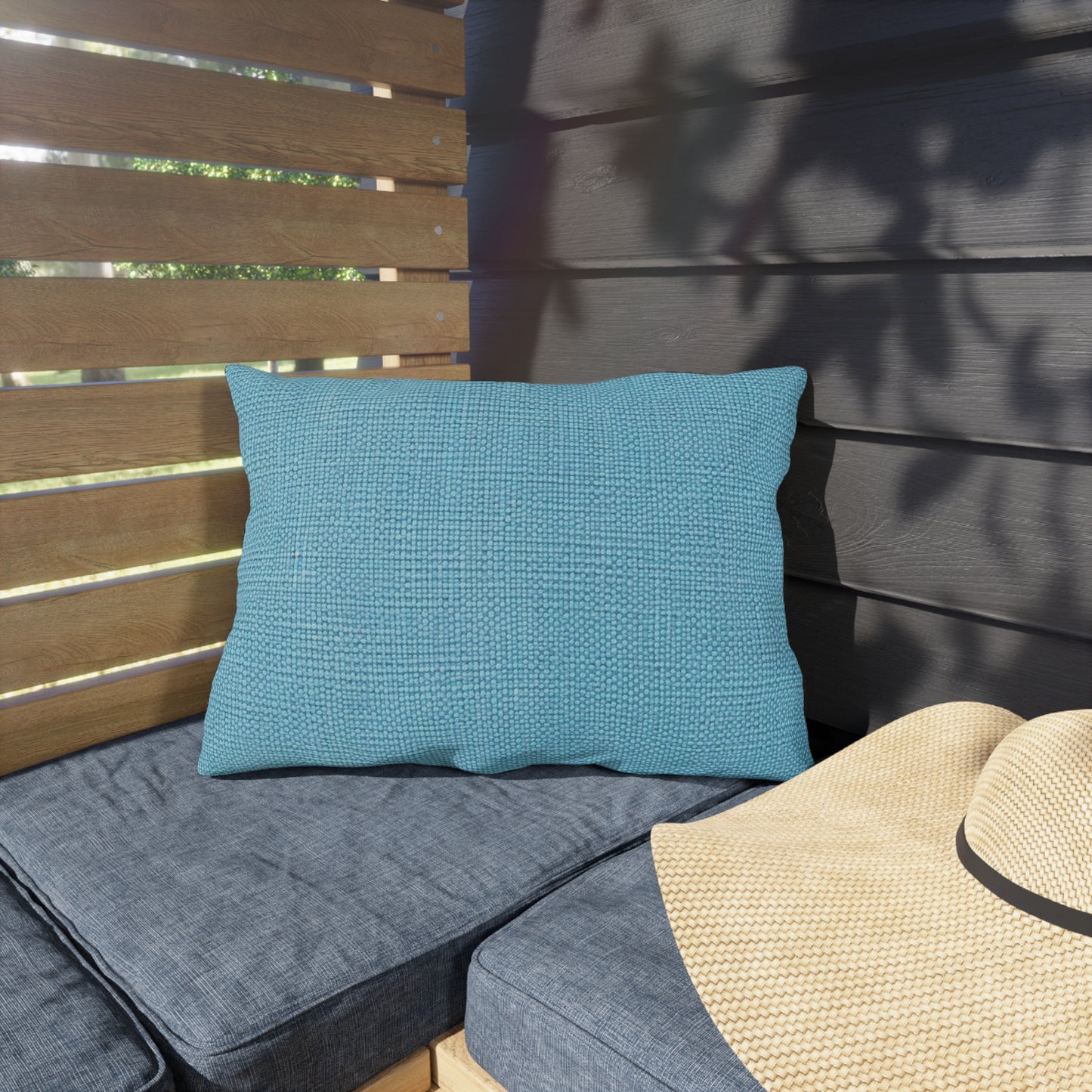 Bright Aqua Teal: Denim-Inspired Refreshing Blue Summer Fabric - Outdoor Pillows