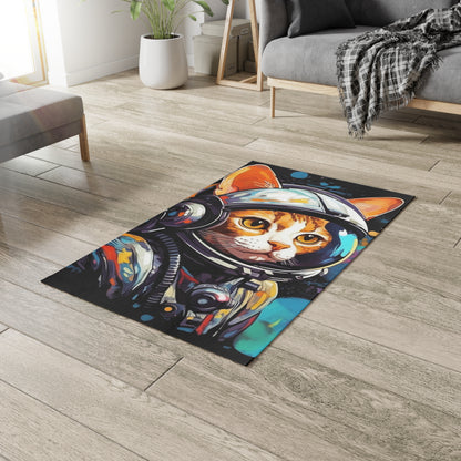 Astro Cat Adventure Feline - Pop Art, Floating in Cosmic Space - Dobby Rug