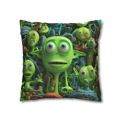 Toy Alien Story Space Character Galactic UFO Anime Cartoon - Spun Polyester Square Pillow Case