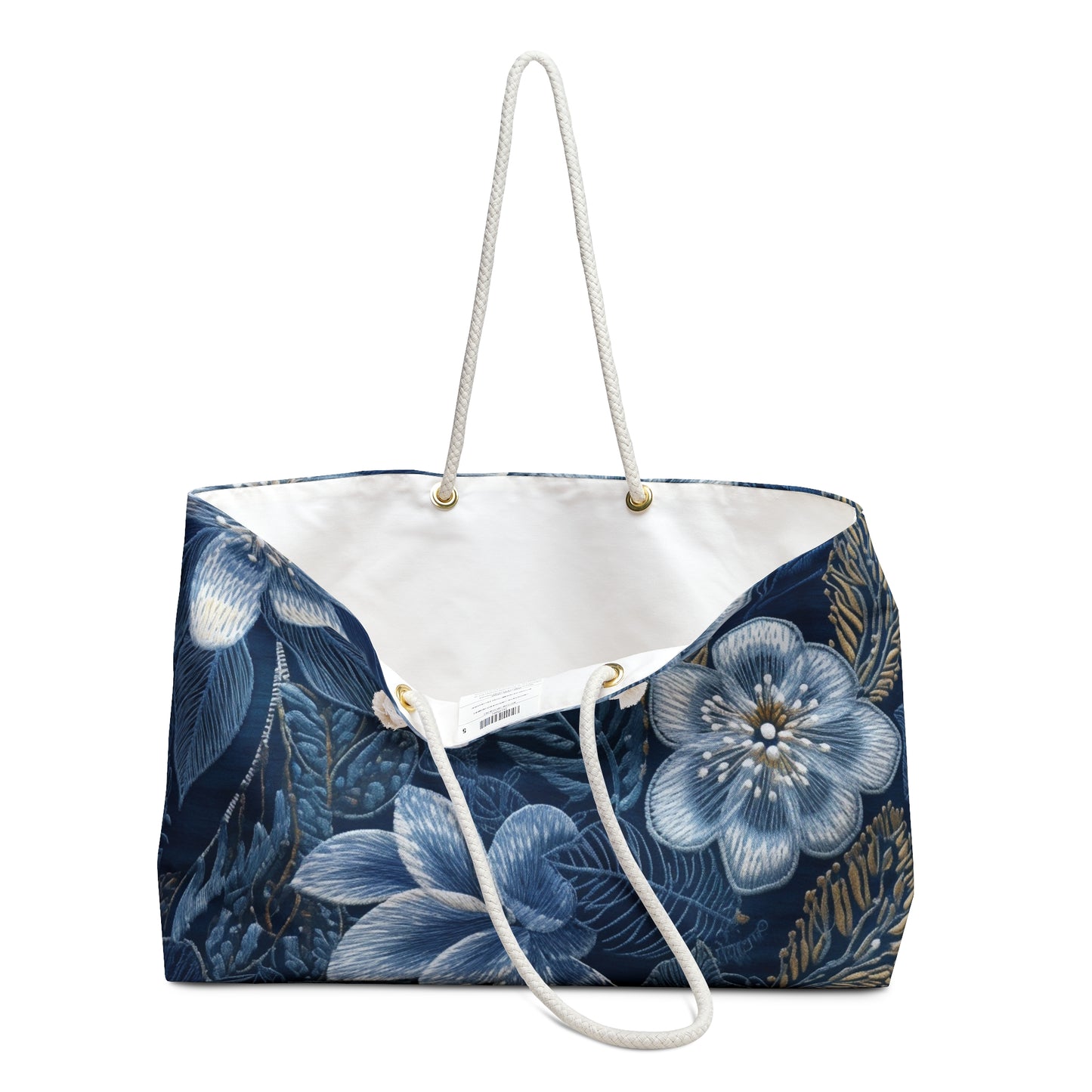 Flower Blossom Embroidery Floral on Denim Style - Weekender Bag