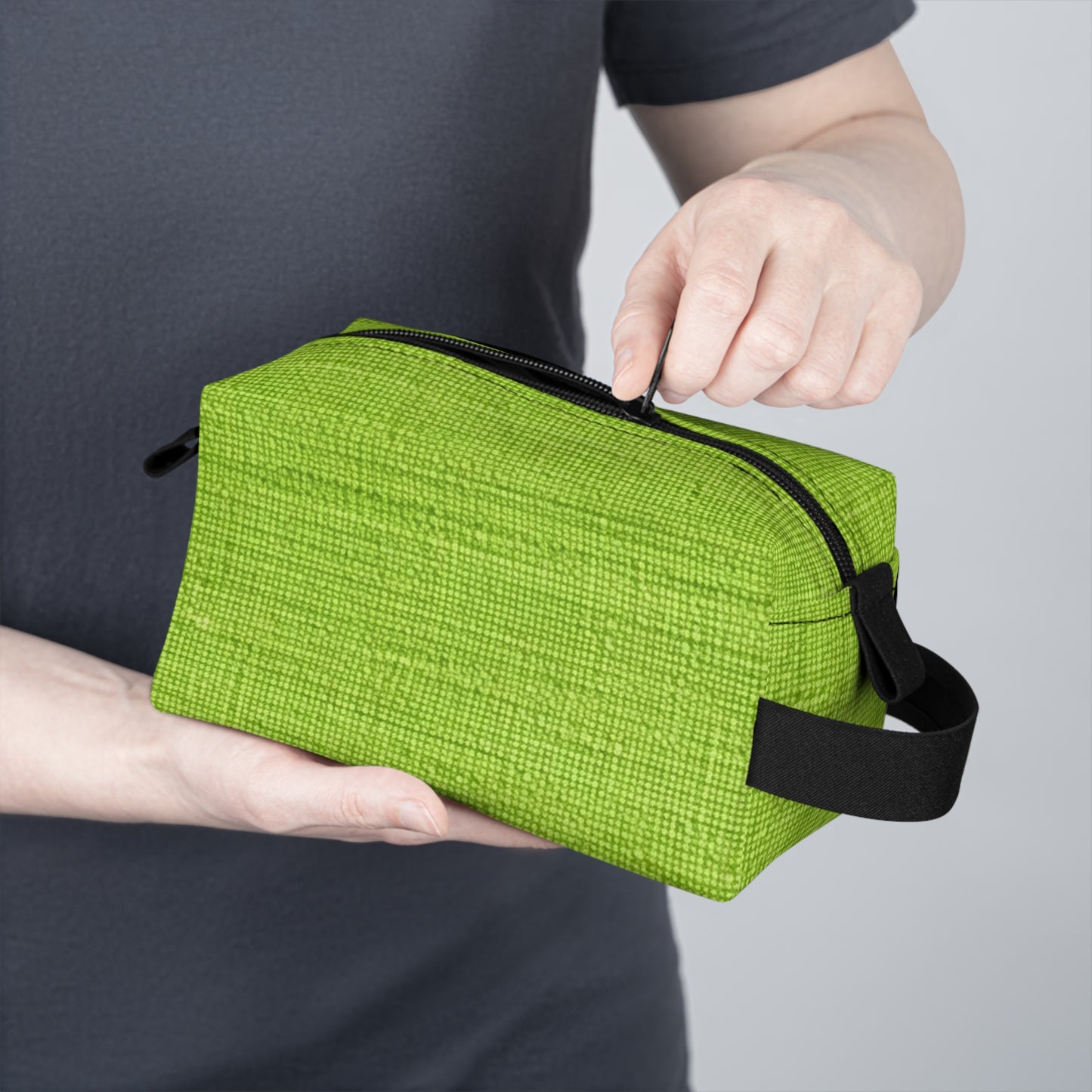 Lush Grass Neon Green: Denim-Inspired, Springtime Fabric Style - Toiletry Bag