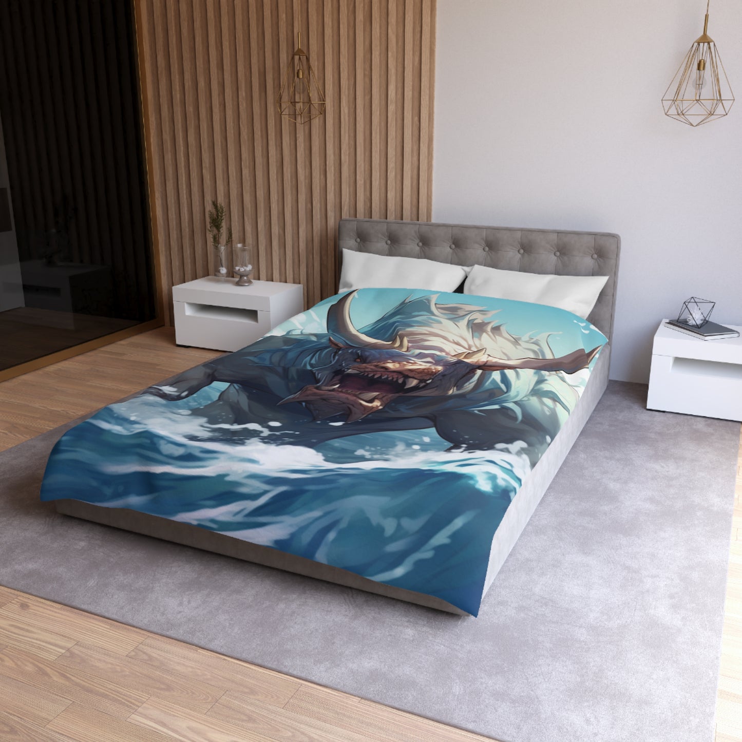 Bull Shark Fusion: Water Fantasy - Hybrid Ocean Marine Animal - Microfiber Duvet Cover