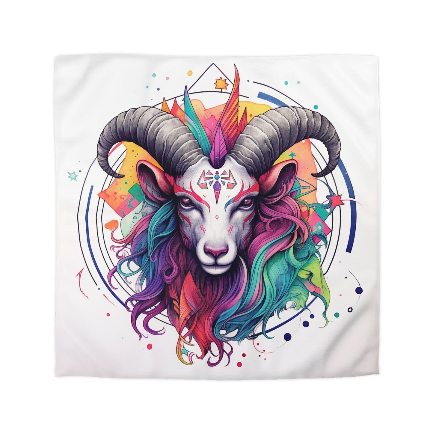 Chill Capricorn Style - Fine Line Multicolor Astrology Design - Microfiber Duvet Cover