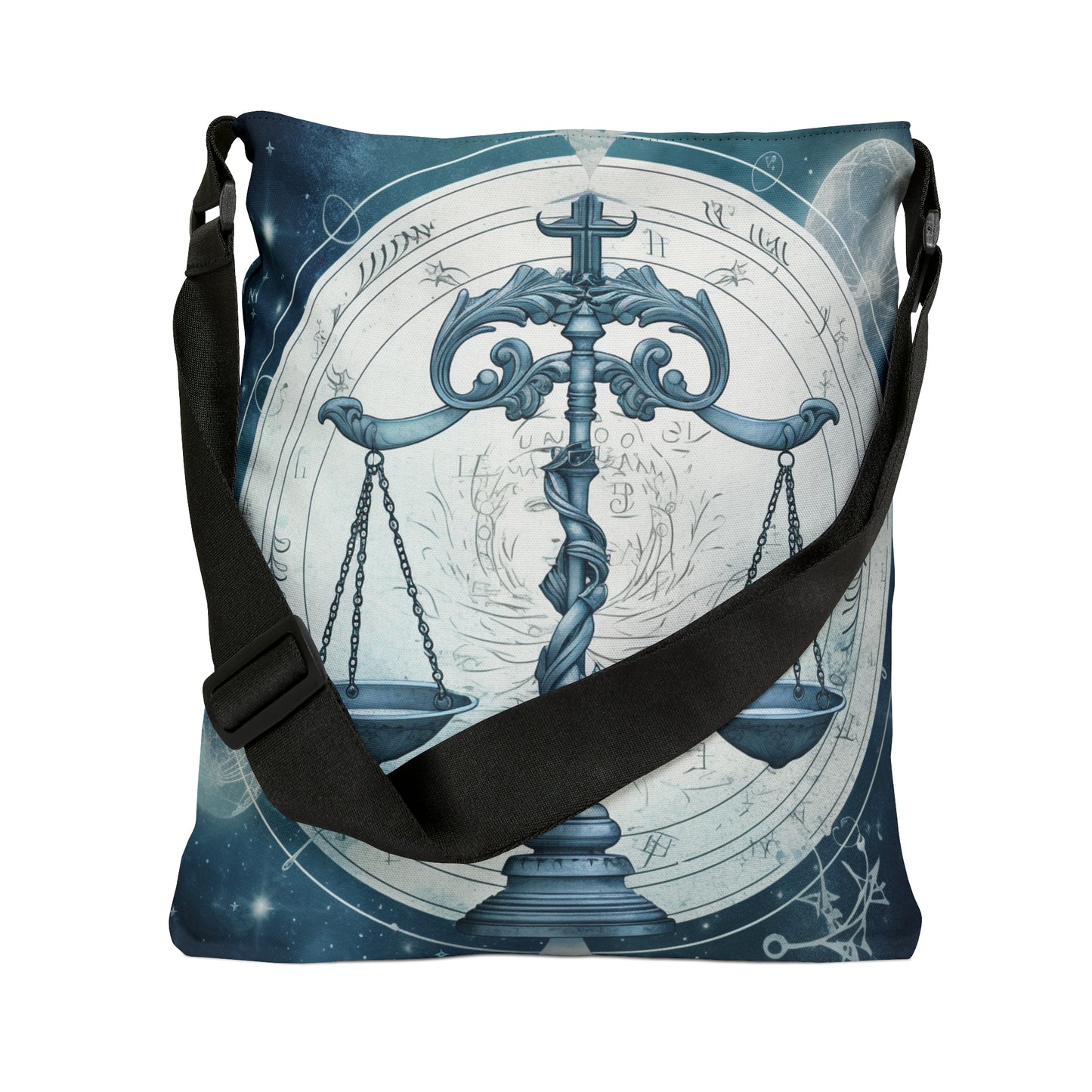 Blue Tones Libra Zodiac Cosmic Astro - Balanza y símbolos - Bolsa de mano ajustable (AOP) 