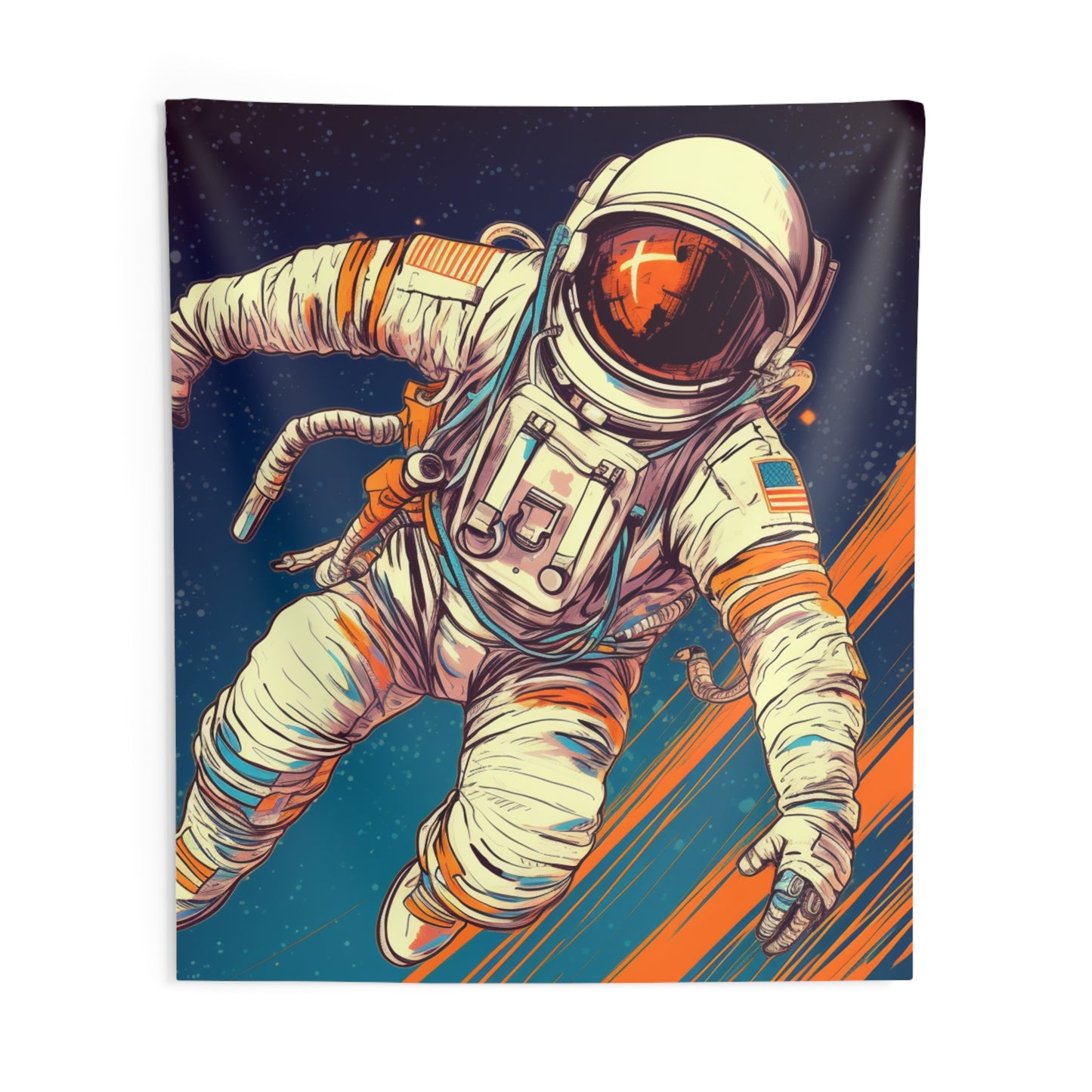 Astronauta retro en galaxia - Arte estilo años 70 - Tapices de pared para interiores