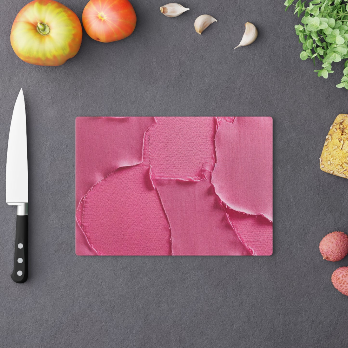 Distressed Neon Pink: Edgy, Ripped Denim-Inspired Doll Fabric - Cutting Board