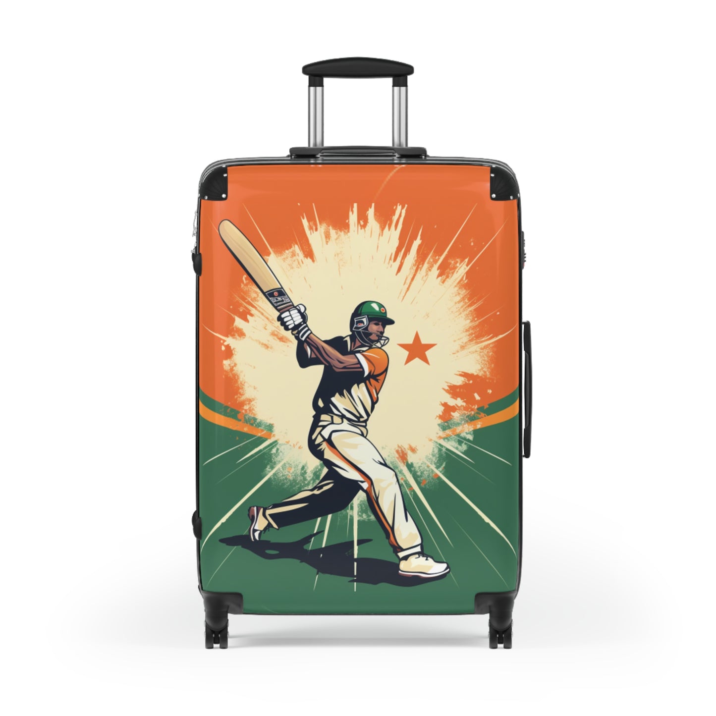 India Cricket Star: Batsman With Willow Bat, National Flag Style - Sport Game - Suitcase