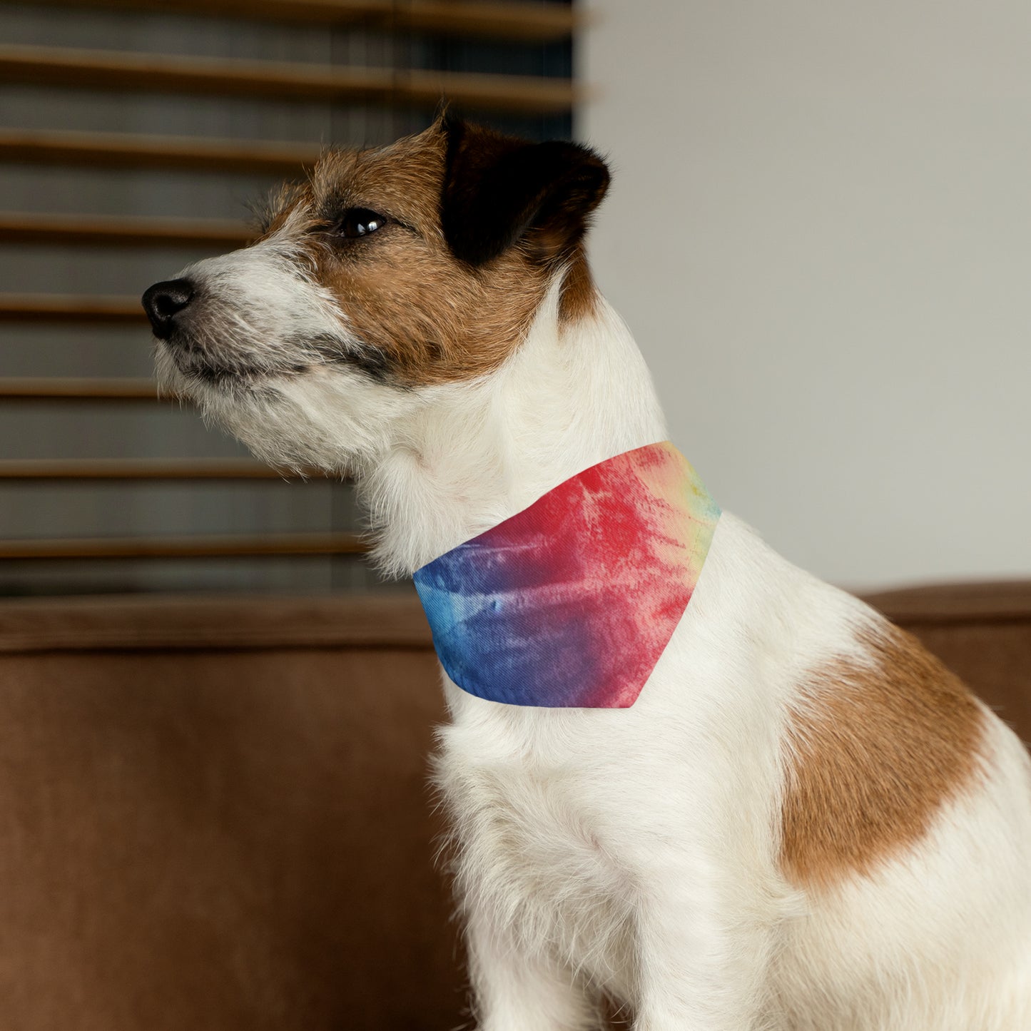 Rainbow Tie-Dye Denim: Vibrant Multi-Color, Fabric Design Spectacle - Dog & Pet Bandana Collar