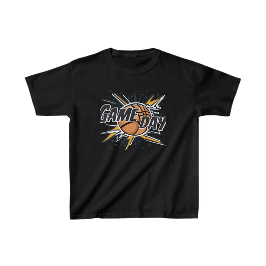 Game Day Slam Dunk Energy - Dynamic Basketball Explosion Graphic - Kids Heavy Cotton™ Tee