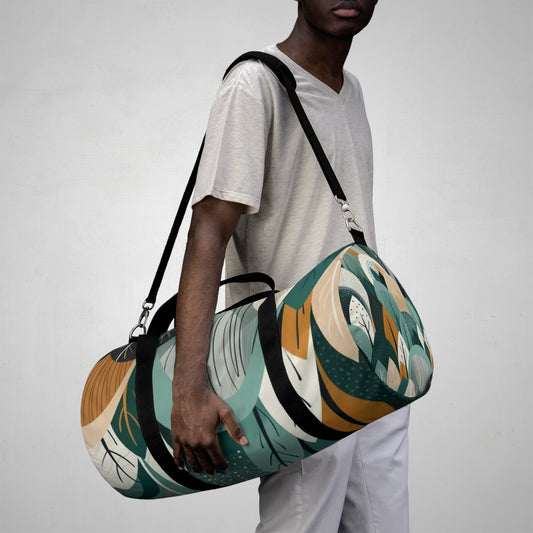 Sustainable Earth Tones Leaves Natural Shapes Pattern Duffel Bag