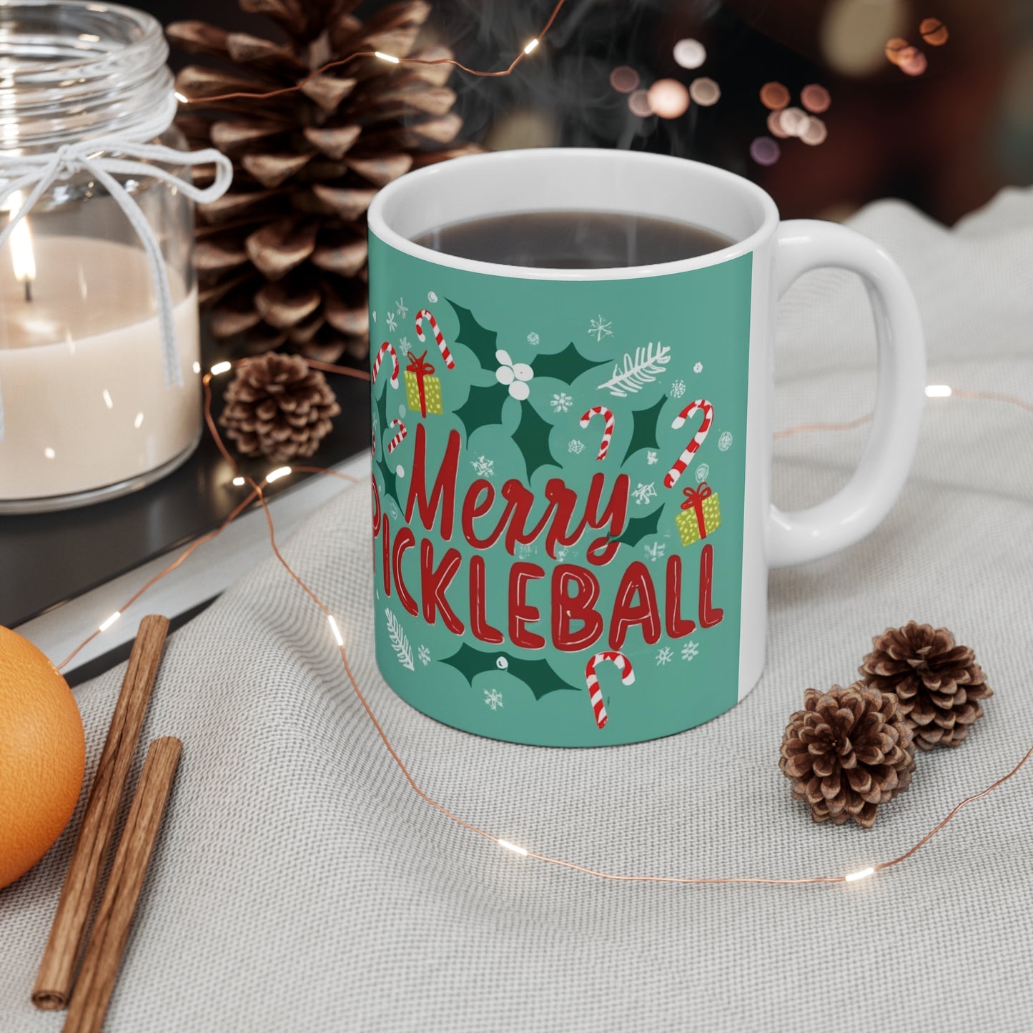 Feliz Navidad Pickleball - Taza de cerámica 11oz