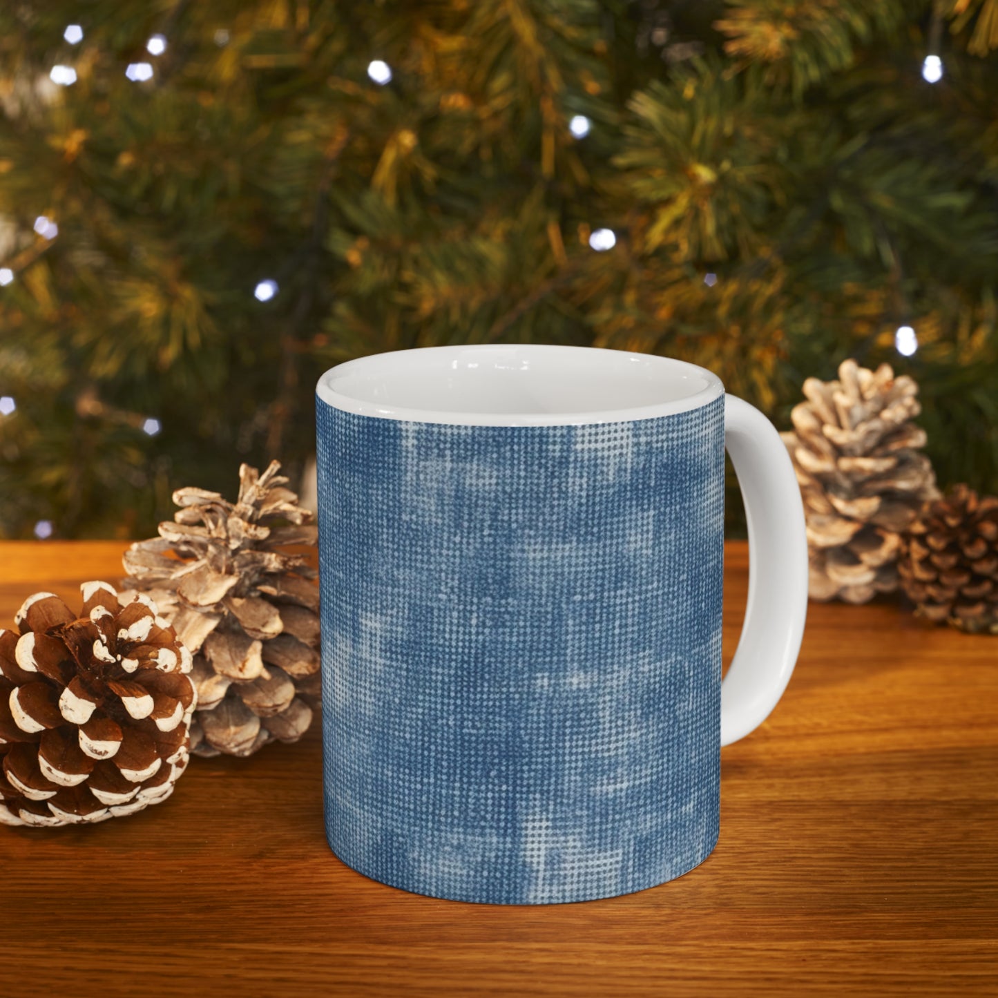 Faded Blue Washed-Out: Denim-Inspired, Style Fabric - Ceramic Mug 11oz