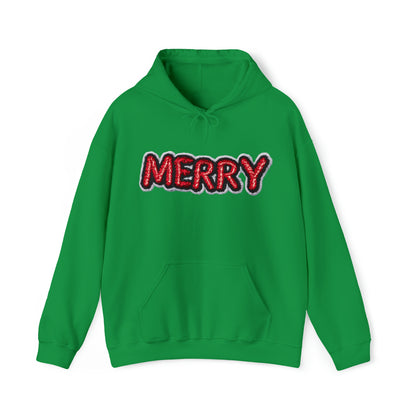 Merry Patch Chenille Badge Christmas Design - Unisex Heavy Blend™ Hooded Sweatshirt