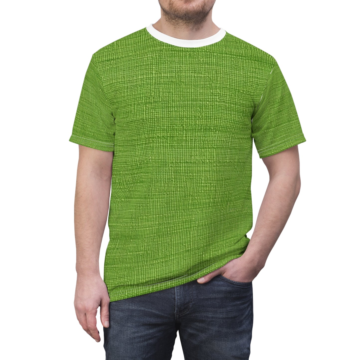 Olive Green Denim-Style: Seamless, Textured Fabric - Unisex Cut & Sew Tee (AOP)