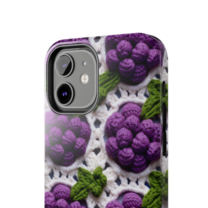 Crochet Grapes Pattern - Granny Square Design - Fresh Fruit Pick - Orchard Purple Snack Food - Tough Phone Cases