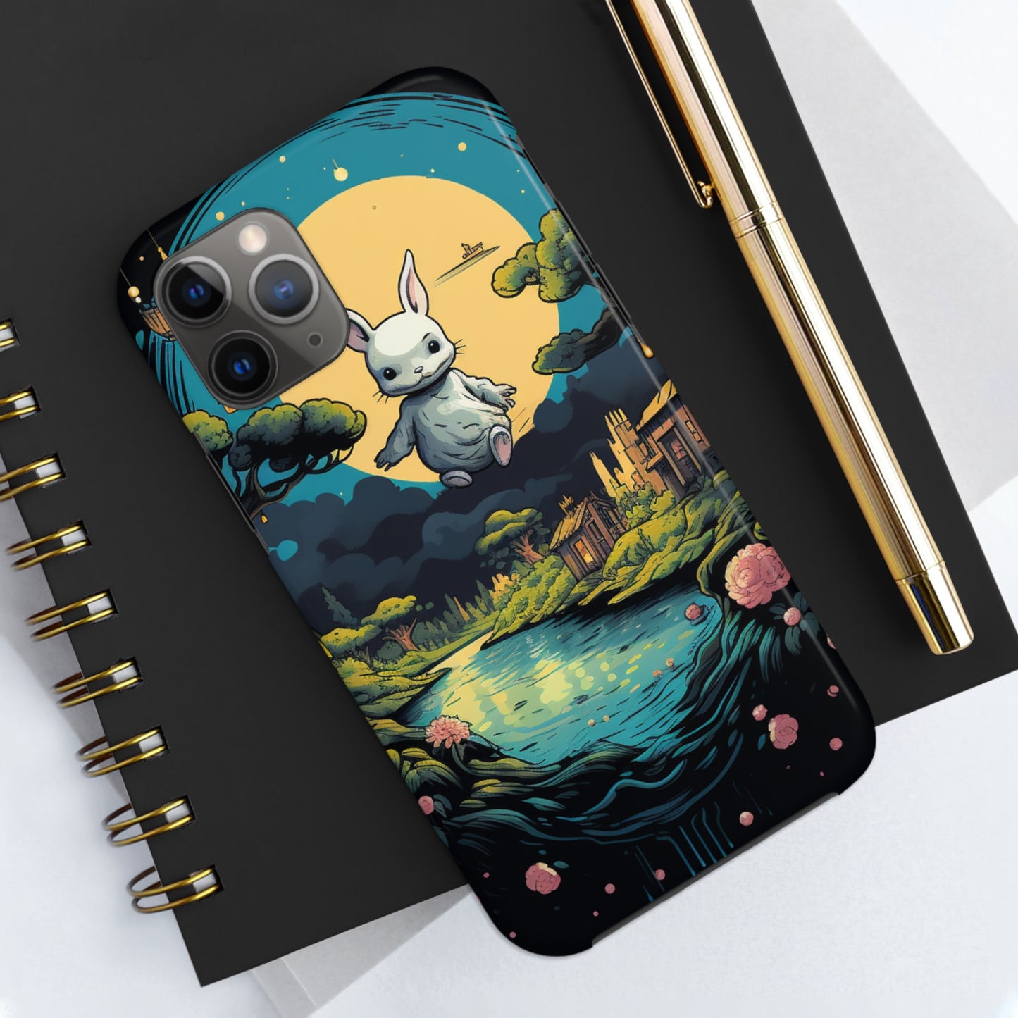 White Rabbit Mystery Psychedelic Fantasy Anime Cartoon Bunny - Tough Phone Cases