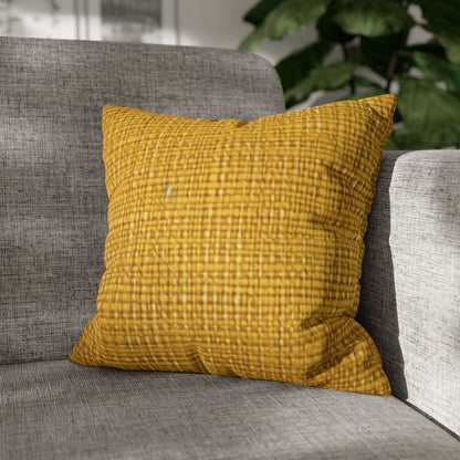 Radiant Sunny Yellow: Denim-Inspired Summer Fabric - Spun Polyester Square Pillow Case