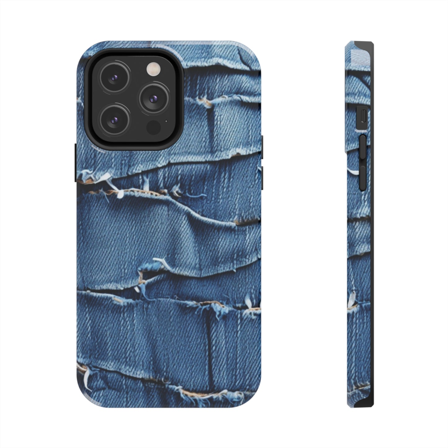 Midnight Blue Distressed Denim: Rugged, Torn & Stylish Design - Tough Phone Cases