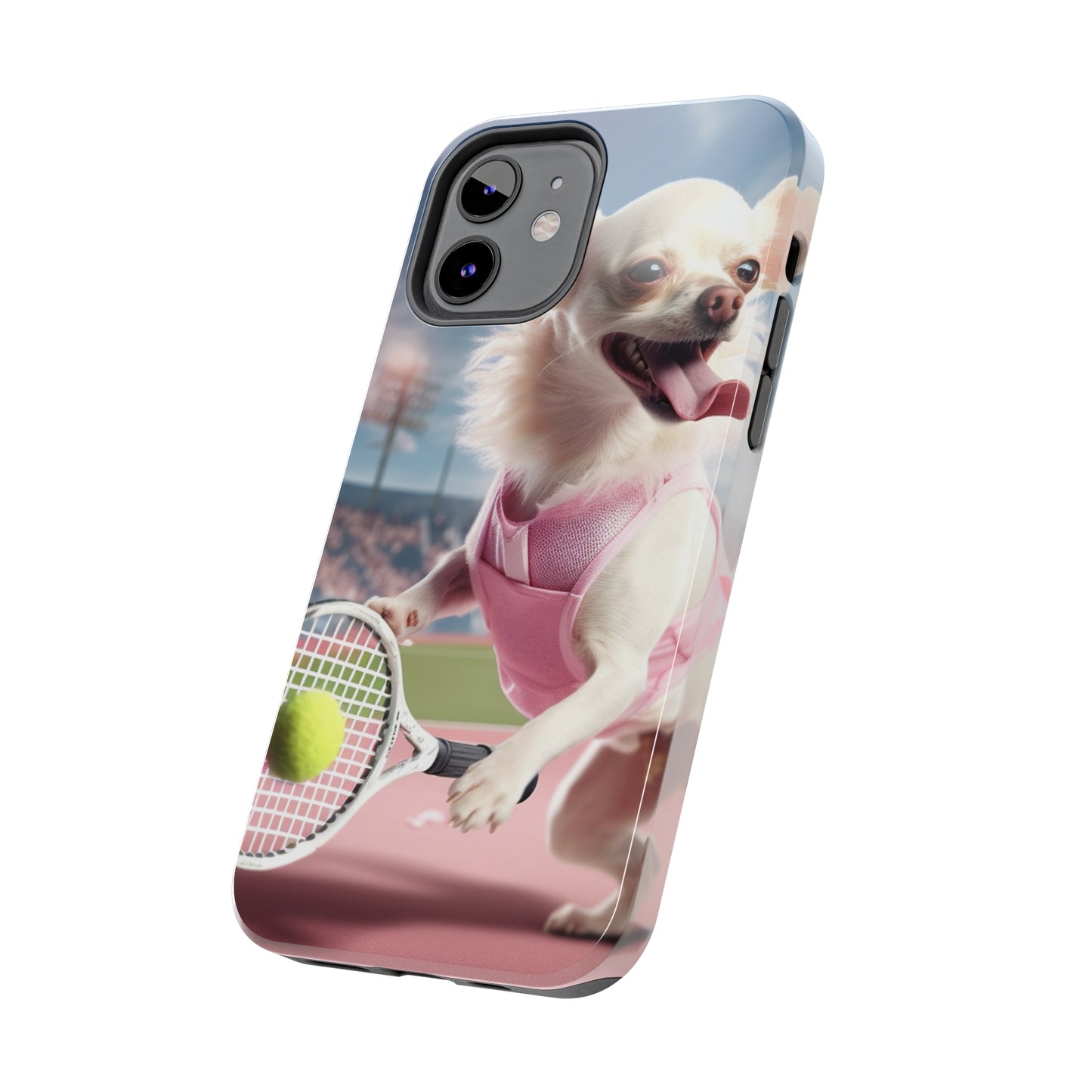 Chihuahua Tennis Ace: Dog Pink Outfit, Court Atheletic Sport Game - Tough Phone Cases