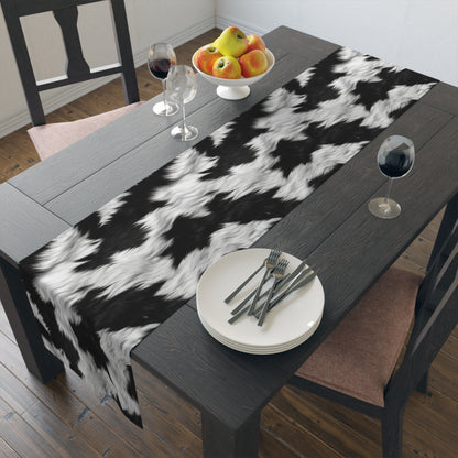 Cowhide on Hair Leather - Black and White - Designer Style - Table Runner (Cotton, Poly)