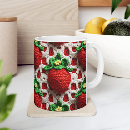 Strawberry Crochet Pattern - Amigurumi Strawberries - Fruit Design for Home and Gifts - Ceramic Mug 11oz