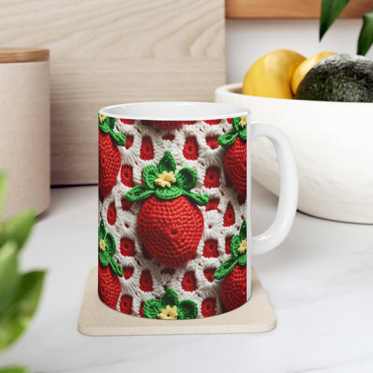 Patrón de Ganchillo Fresa - Fresas Amigurumi - Diseño de Frutas para Hogar y Regalos - Taza de Cerámica 11oz 