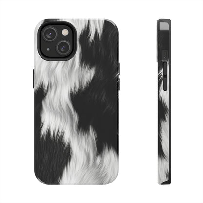 Cowhide on Hair Leather - Black and White - Designer Style - Tough Phone Cases