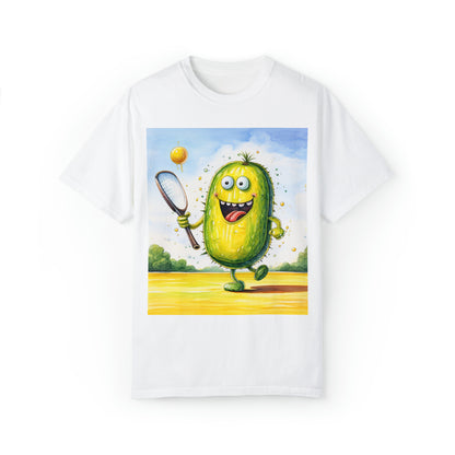 Pickleball Sport: Athletic Pickle Playing Game with Net and Paddle - Unisex Garment-Dyed T-shirt