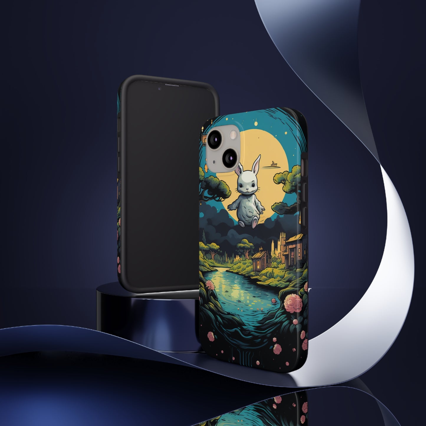 White Rabbit Mystery Psychedelic Fantasy Anime Cartoon Bunny - Tough Phone Cases