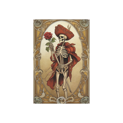 Death Card Tarot - Skeleton, Rose, and Transformation Journey - Metal Art Sign